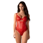 Obsessive Aliosa Teddy nėriniuotas bodis, raudonas, 2XL/3XL