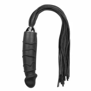 Easytoys juodas flogeris su silikonine rankena, 37 cm