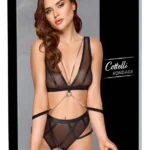 Cottelli Bondage apatinio trikotažo komplektas su liemenėle be lankelių, juodas, S