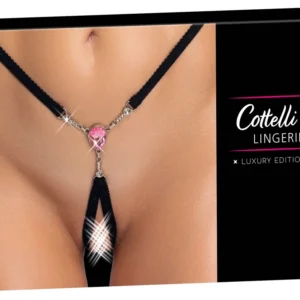 Cottelli Adjustable Gem String S-L (Black/Pink)