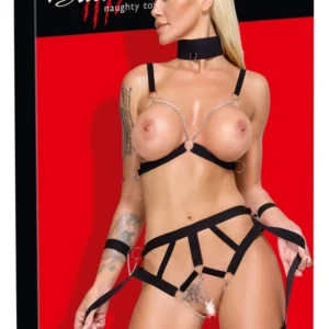 Bad Kitty BDSM rinkinys su antkakliu ir antrankiais, juodas, L