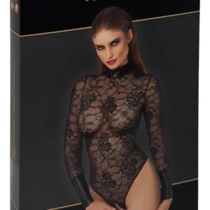 Noir Handmade nėriniuotas bodis, juodas, L