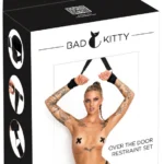 Bad Kitty surišimo komplektas durims, juodas, reguliuojamas