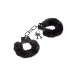 XR Brands Cuffed in Fur antrankiai su dirbtiniu kailiu, juodi