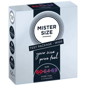Mister Size Pure Feel latekso prezervatyvas, 60/64/69 mm rinkinys