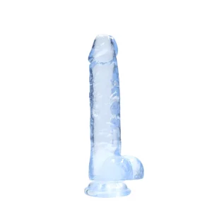 RealRock by Shots Crystal Clear klasikinis dildo su siurbtuku, skaidrus, 21 cm