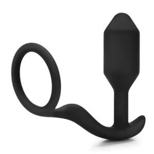 B-Vibe Snug & Tug analinis kaištis su žiedu, juodas, 128 g