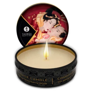 Shunga Romance masažo žvakė, putojančio braškių vyno kvapo, 30 ml