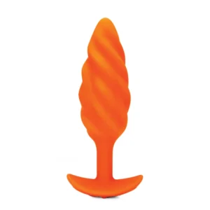 B-Vibe Swirl analinis kaištis su spiraline tekstūra, oranžinis, 13,5 cm