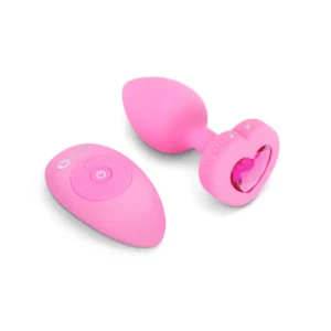 B-Vibe Heart vibruojantis analinis kaištis, rožinis, S/M