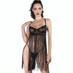 Chilirose CR 4496 babydoll naktinukas su raišteliais, juodas, L/XL