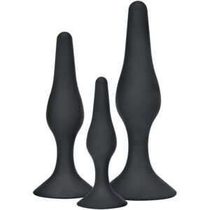 ToyJoy Curvy Companions analinis kaištis, juodas, 3 vnt. rinkinys