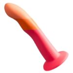 Romp Dizi silikoninis dildo su siurbtuku, trispalvis, 18 cm