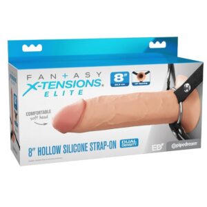 Pipedream Fantasy X-Tensions Elite tuščiaviduris silikoninis dildo, 20,3 cm