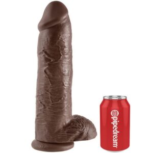 Pipedream King Cock realistinis dildo su sėklidėmis, rudas, 30,48 cm