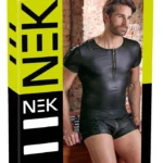 NEK vyrų marškinėliai su žiedais ir suvarstomomis rankovėmis, juodi, 2XL