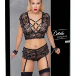 Cottelli Bondage apatinio trikotažo komplektas su antrankiais, juodas, 4XL