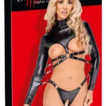 Bad Kitty Bondage Body XL dirbtinės odos bodis, juodas