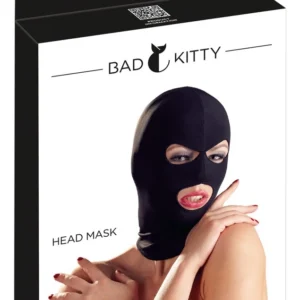 Bad Kitty elastinė kaukė su angomis akims ir burnai, juoda