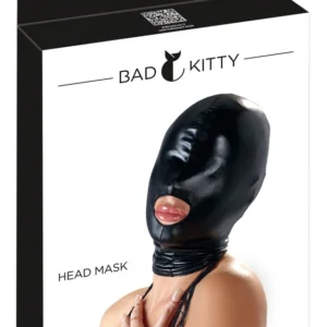 Bad Kitty ZADO galvos kaukė, blizgi, juoda, S/M