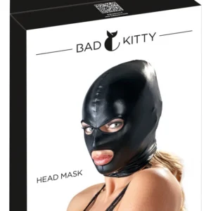 Bad Kitty juoda kaukė su angomis akims ir burnai, wetlook