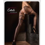 Cottelli tinklinės pėdkelnės su keliaraiščiu ir siūle nugaroje, juodos, S/M
