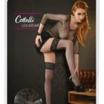 Cottelli tinklinės kojinės su nėrinių juosta, juodos, dydis 8