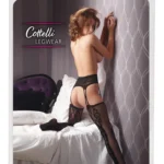 Cottelli tinklinės pėdkelnės su keliaraiščio imitacija, juodos, L/XL