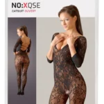 No:xqse nėriniuota kūno kojinė su raišteliais, juoda, S-L