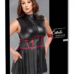 Cottelli Bondage Plus suknelė su antrankiais ir kauke, juoda, XL