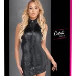 Cottelli PARTY trumpa suknelė su gyvatės odos efektu ir užtrauktuku, juoda, S