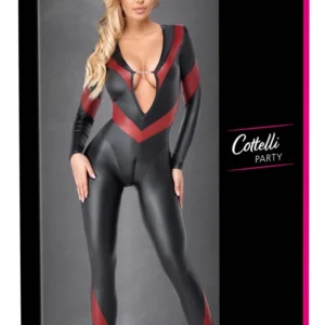 Cottelli PARTY tamprus kombinezonas su grandinėle, juodas ir raudonas, S