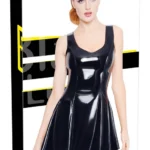 Black Level vinilinė mini suknelė be rankovių, juoda, S
