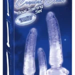 Crystal Clear analinių dildo komplektas su siurbtukais, skaidrus