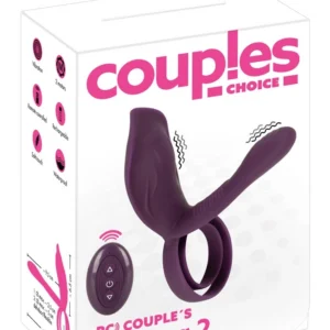 Couples Choice RC porų vibratorius su dviem žiedais, juodas, įkraunamas