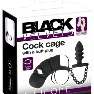 Black Velvets analinis kaištis su narveliu ir grandinėle, juodas