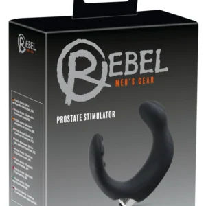 Rebel prostatos masažuoklis su dvigubu masažu, juodas ir sidabrinis, 20 cm