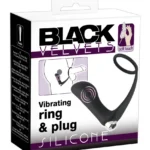 Black Velvets Bad Kitty analinis kaištis su žiedu, juodas