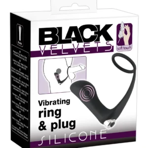 Black Velvets Bad Kitty analinis kaištis su žiedu, juodas