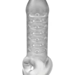 Doc Johnson OptiMALE plonas penio antgalis su sėklidžių dirželiu, 15 cm, skaidrus