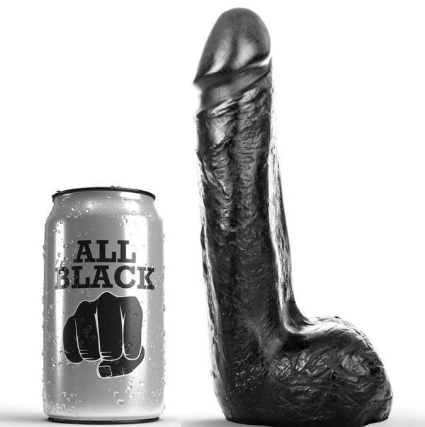 ALL BLACK – minkštas juodas realistiškas dildas 20 cm