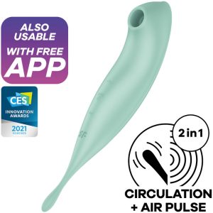 SATISFYER CONNECT – satisfyer - sukamas pro+ ora pulsų stimuliatorius & vibratorius žalias