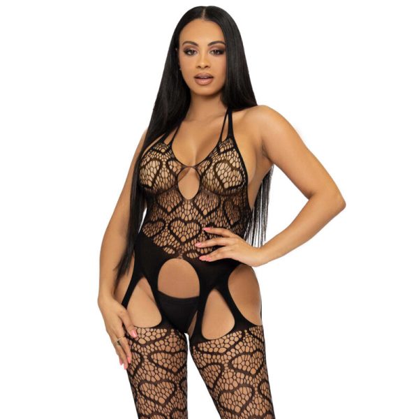 LEG AVENUE - Juodas Bodystocking su Dirželiais