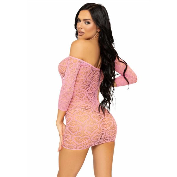 LEG AVENUE DRESSES – leg avenue - širdies tinklinis mini suknelė vienas dydis - rožinis - Image 2