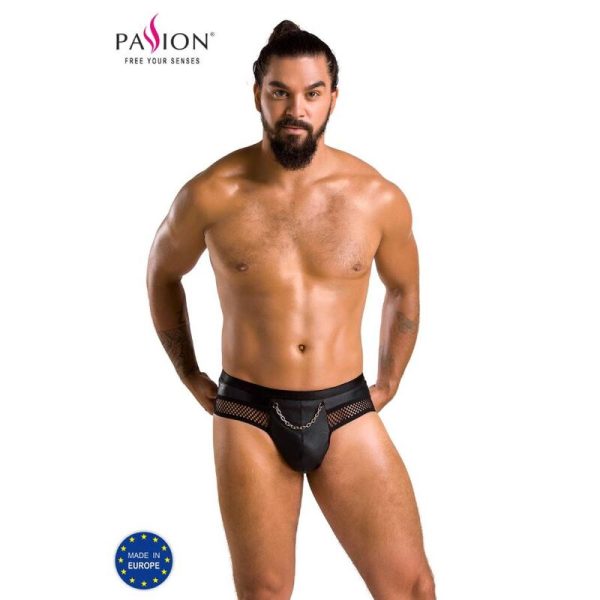 PASSION MEN – aistringas - 030 atidarytas slipas juodas l/xl