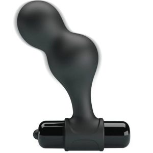 MR PLAY – juodas silikoninis vibratorius analiniam kamščiui