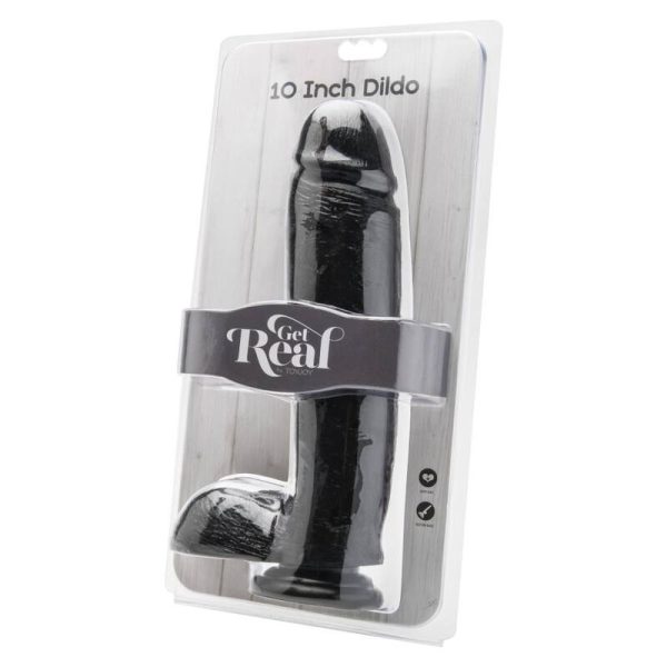 GET REAL – 25,5 cm dildo su kamščiais juodas - Image 2