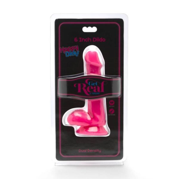 GET REAL – laimingi peniai dildo 12 cm su kamštais rožinis - Image 2