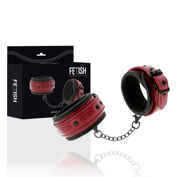 FETISH SUBMISSIVE DARK ROOM – veganinės odos kulkšnų anklets su neopreno paddingu