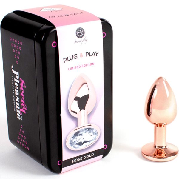 SECRETPLAY TOYS – secretplay - metalinis analinis kamštis rožinis auksas mažas 7 cm - Image 2